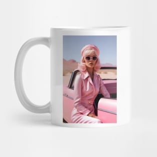 60s Retro-Futuristic Pink Woman in Desert Mug